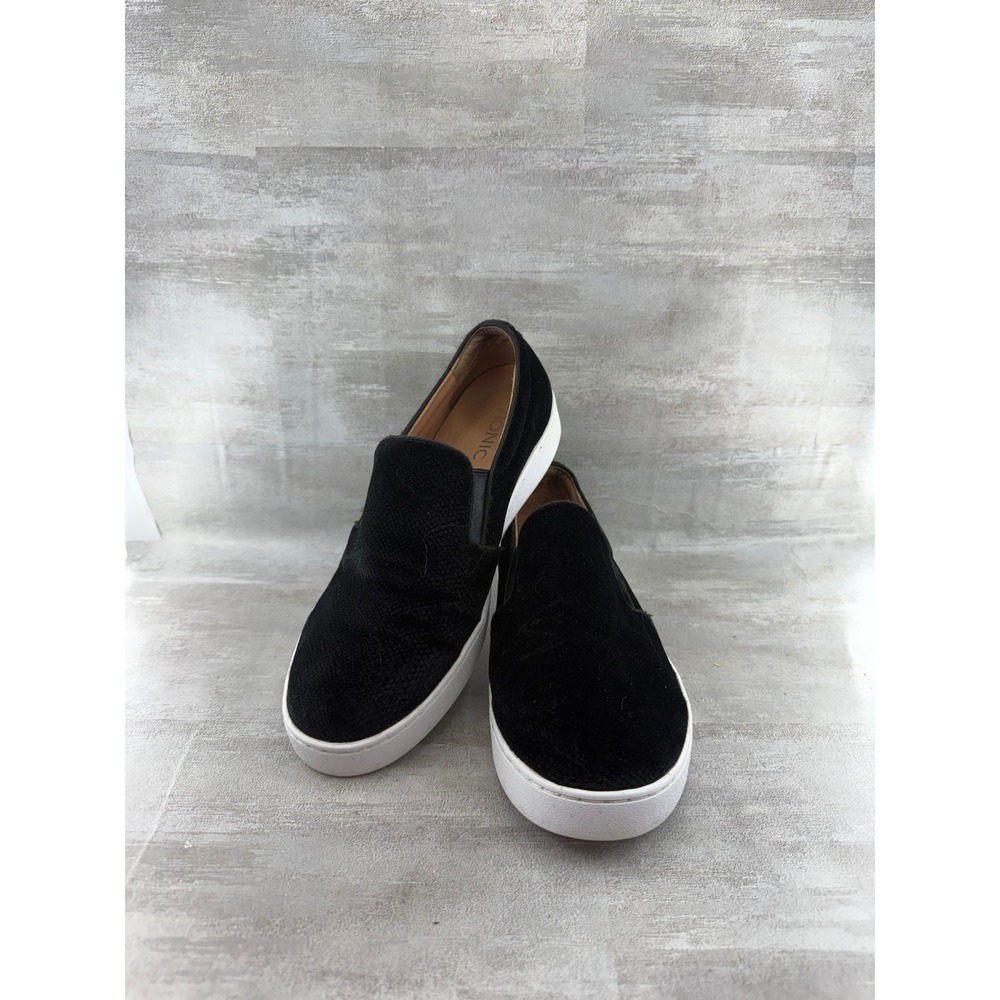 Vionic Midi Holiday Black Snake Embossed Leather Slip On Shoes Women 8 Orthotic
